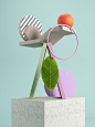 Stages : Exploration of different conceptual and design stages. Simple geometric forms, colors and textures are all combined into one to achieve good visual communication. The project is focused on real-world objects in a digital environment like leaves i