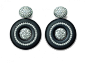 Hemmerle earrings, iron, black finished silver, white gold, old cut diamonds