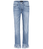 WM3 Crop Fringe denim jeans : WM3 Crop Fringe blue denim jeans