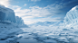 A pristine arctic landscape, bathed in the soft, natural light and shadow of the wilderness. The scene exudes a clean and gentle ambiance, showcasing the untouched beauty of the ice-covered terrain. The 3D rendering brings a realistic touch to the image, 
