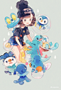 Tags: Anime, Pechika, Pokémon Sun & Moon, Pokémon, Oshawott, Piplup, Female Protagonist (Pokémon Sun/Moon), Totodile, Popplio, Mudkip, Froakie, Squirtle, Fanart