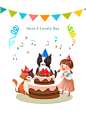 生日聚会 淡彩人物 可爱宝贝 儿童插图插画设计PSD ti455a0110