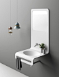 Wave | Planit : Wave is not only a wall-fitted washbasin. It becomes a furnishing element thanks to the large incorporated towel holder, the version with the work surface and, if requested, also with a mirror. All of this in just one single piece, thanks 