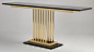 Milan console table in a polished gold finish with granite top and plinth: