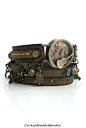 Guitar Wrap Watch, Womens leather watch, Distressed Bracelet Watch, Aged Wrist Watch with Chain
