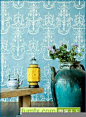 蓝色韩式客厅实景图装饰墙