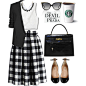 A fashion look from May 2014 featuring white beaded top, slim jacket and tartan skirt. Browse and shop related looks.