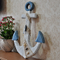 地中海 风格 创意 客厅家居装饰 木质 船锚 壁挂 壁饰 蓝白工艺品