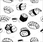 寿司,绘画插图,日本,矢量,式样,黑白图片,传统,清新,寿司卷,食品