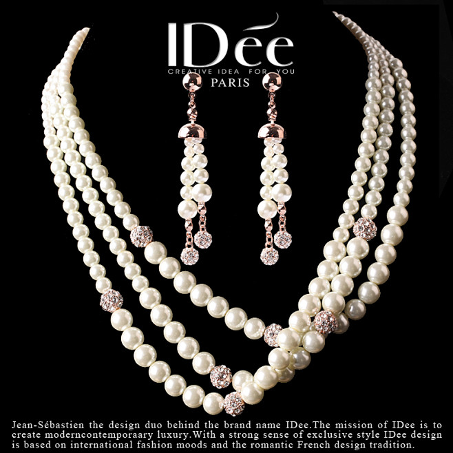法国IDee新娘套装项链饰品珍珠吊坠欧美...