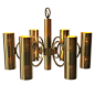 Sciolari Six-Arm Twelve-Light All Brass Chandelier, 1970s, Lightolier USA | 1stdibs.com