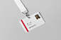 胸卡工作证吊牌展示效果图企业挂绳胸牌卡片VI智能贴图PS样机素材