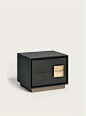 Shakedesign_Night systems_Ego bedside table in T150 noir, plinth in bronzo chiaro, handles in burnished brass finish