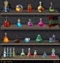 Potions in different graphic styles. by EternalAnomaly