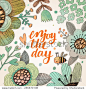 Lovely enjoy the day concept floral design in vector. Awesome flowers made in watercolor technique. Bright romantic card with summer flowers and bee-背景/素材,自然-海洛创意（HelloRF） - 站酷旗下品牌 - Shutterstock中国独家合作伙伴