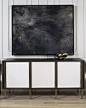 KELLY WEARSTLER | MELANGE CREDENZA. Legs feature parallel bars of burnished bronze, and solid, luxe wood with a credenza accented in combed plaster.: 