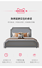 美式床轻奢现代简约实木床1.8米小美风格灰色双人床1.5米主卧床-tmall.com天猫