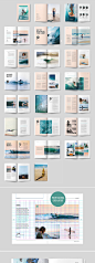 44P 杂志图文排版InDesign ai cdr冲浪沙滩海洋照片平面设计素材-淘宝网