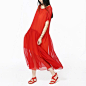 半圆独立设计红色桑蚕丝真丝宽松气质连衣裙文艺飘逸
