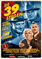 The 39 steps : A theatrical poster for "The 39 steps". "De 39 stegen" in swedish.Traditional handdrawing / painting coloured in PS.