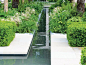 Garden Rills: This formal garden uses rills to freshen the air and divide the garden spaces. (DK - Garden Design