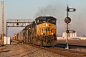 South Deshler Good Stuff : A four pack of CSX locomotives lead train Q365 02 through South Deshler. The location is still home to a nice looking B&O era CPL and signal bridge. The train is just starting to accelerate after slow rolling through the pla