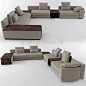 现代浅棕色多人沙发3D模型免费下载
