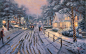 Hometown christmas memories, nice, christmas, picture, thomas kinkade, art, painting, winter, snow