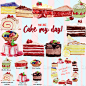 W233|PNG免抠可爱手绘水彩甜食草莓抹茶蛋糕图案卡片海报设计素材-淘宝网
