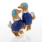 Cartier Paris Diamond, Lapis Lazuli and Turquoise Duck Brooch