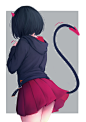 Anime 2083x2947 anime anime girls digital art artwork 2D portrait display vertical MX shimmer demon girls tail horns short hair dark hair standing