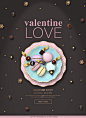 彩色马卡龙 夹心巧克力 粉蓝瓷盘 爱情海报设计PSD t091t0609w14