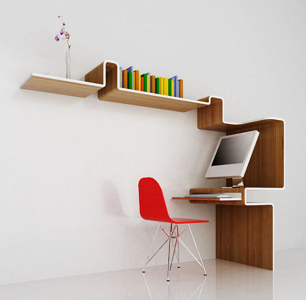 #家具设计# 书架电脑桌结合创意设计 b...