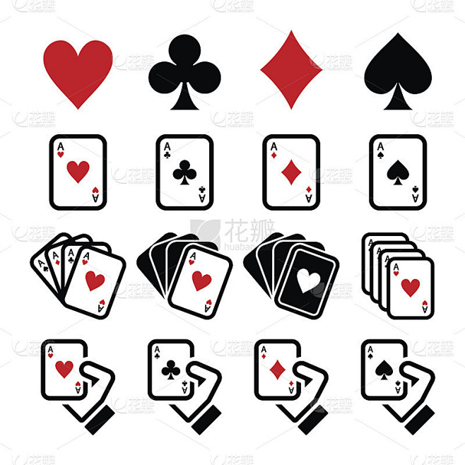 玩牌，扑克，赌博图标集