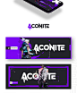 Branding | Aconite - FPS Streamer : Branding feito para o streamer e pro-player "Aconite".O projeto teve como referência o mais recém anunciado jogo VALORANT, que conta com uma identidade visual muito interessante e minimalista.As cores roxas re