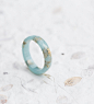 Aquamarine Blue Resin Ring Gold Flakes Stacking Faceted Ring OOAK pastel minimalist jewelry minimal chic