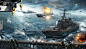 a naval battle;, zhang gan : sea warfare ，fantasy;  battleship;