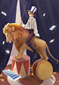 驯兽师-三本王wallace_驯兽师,狮子,马戏团,少年,靴子,原创,文学_涂鸦王国插画