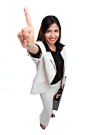 Royalty-free Image: Businesswoman with briefcase one finger pointing upwards