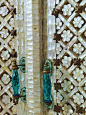 Door of inlaid shells and glass handles