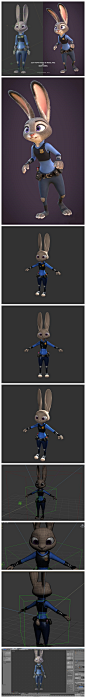 游戏美术资源 疯狂动物城 兔子警官角色MAX资源 Max素材 灯光资源 原画3D素材