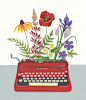 Office Plants : Gouache paintings which combine botanical elements with vintage electronics and office equipment.