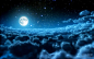 夜晚云层上的月球高清图片下载-非凡图库