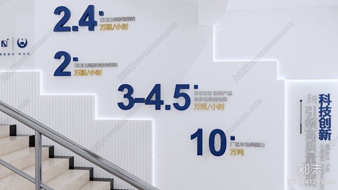 现代楼梯文化墙SU模型下载【ID:114...