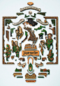 Jägermeister - 56 Parts - Best as One : I've been commissioned by Deutsch Inc. New York to work on the new campaign for Jägermeister USA.Jägermeister is made from 56 different herbs, roots, fruits, stems, blossoms and spices so the idea was to make a post