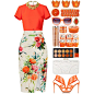 A fashion look from May 2016 featuring red top, floral pencil skirt and patent shoes. Browse and shop related looks.