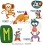 Cute zoo alphabet in vector. M letter. Funny cartoon animals: Monkey, Manatee, Mouse, Mole, Mandrill . Alphabet design in a colorful style. -教育,其它-海洛创意(HelloRF)-Shutterstock中国独家合作伙伴-正版图片在线交易平台-站酷旗下品牌