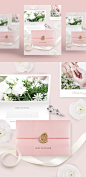 唯美婚礼邀请函请柬PSD模板Wedding invitation PSD template#ti375a6101 :  