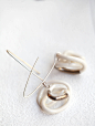 法国设计师Raphael 利摩日白陶瓷镀银婚礼当代线条意识流耳环 Ega-淘宝网