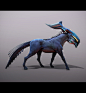 Dragon horse creature with baby 01, Tyler Smith : Want to focus more on appealing fantasy then abstract alien with my creatures for a while.  Me and my girlfriend sat down together and designed this creature, the color scheme and baby ideas are all hers ;
